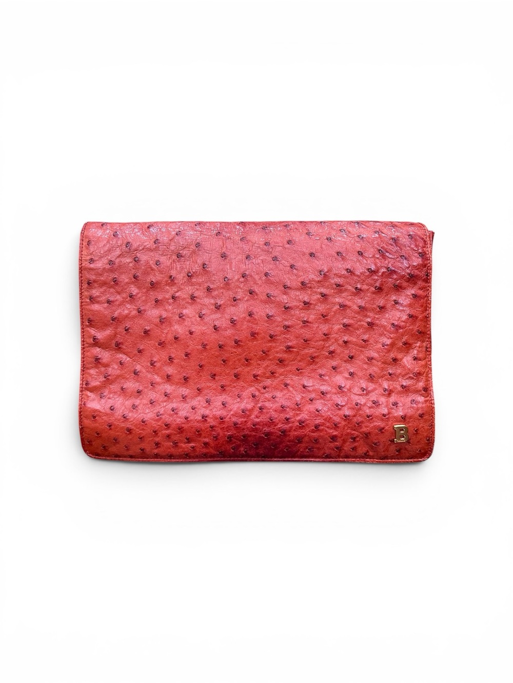 Vintage Bally Genuine Ostrich Double Flap Clutch | Made in W Germany | Exotic